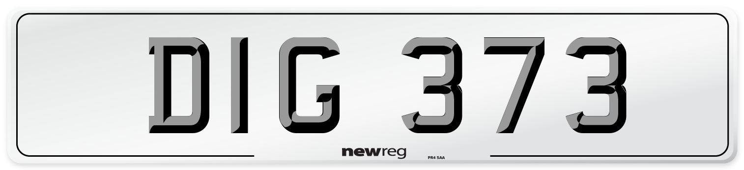 DIG 373 Number Plate from New Reg